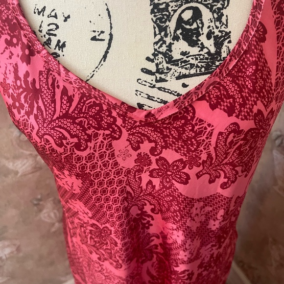 FREE PEOPLE WORTH THE WAIT BIAS CUT SLEEVELESS FLORAL MAXI DRESS LARGE RED - Picture 5 of 7